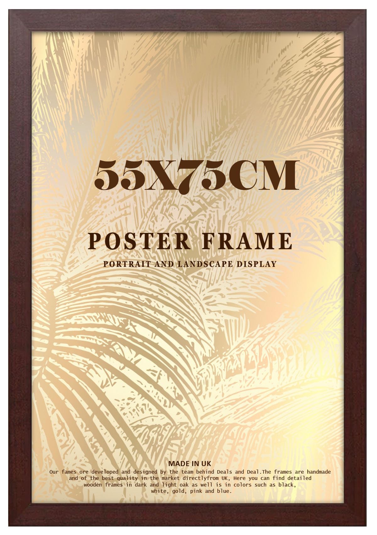 DEALS ON DEAL Minimalist Slim Profile Mahogany Poster Frame 75x55cm MDF Picture Frame for Jigsaw Puzzles Shatter-Proof Front Portrait/Landscape Ideal for Home & Office Décor