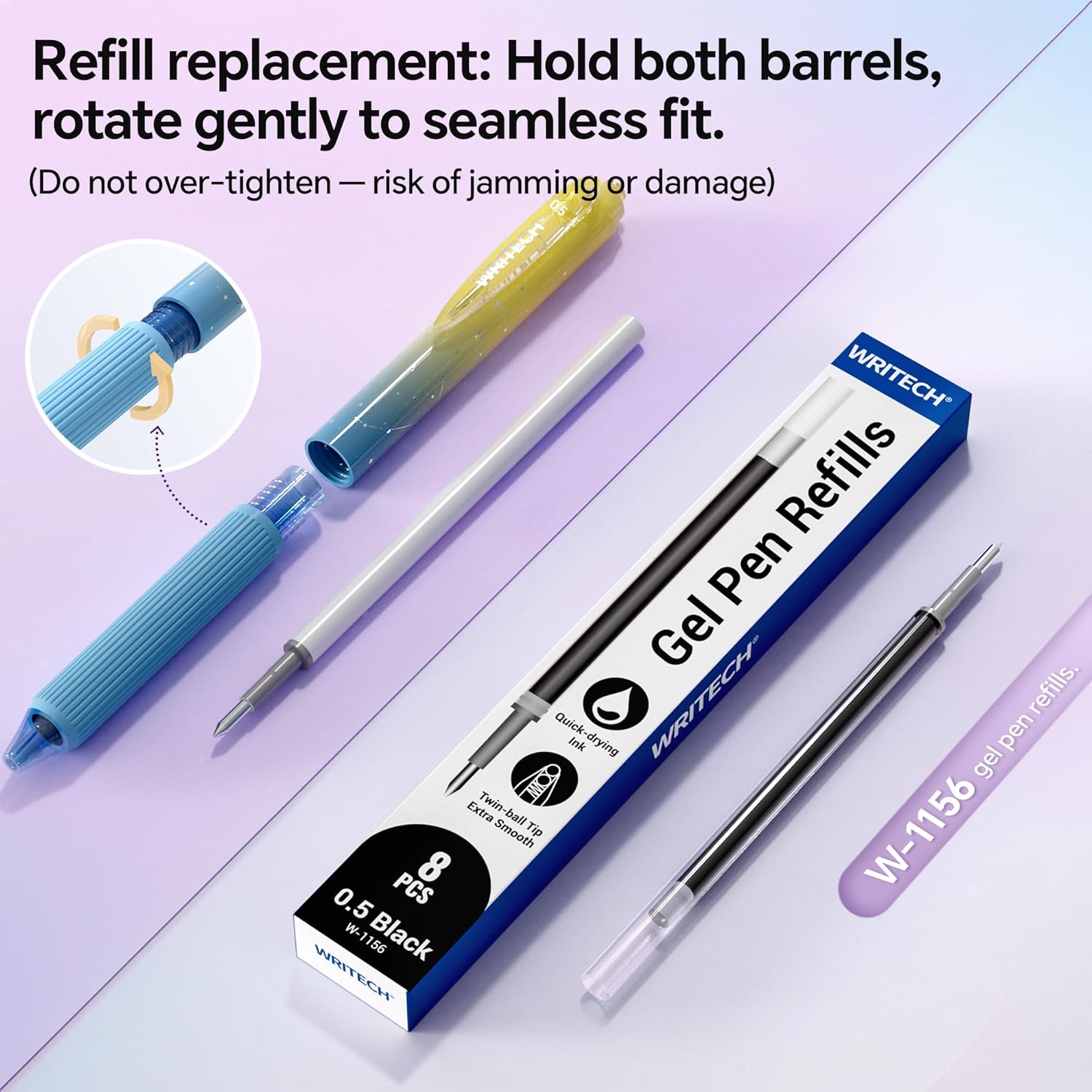 WRITECH Gel Pens Fine Point: Nebula Pen Set 0.7mm Black Ink Retractable 6ct Smooth Writing with Aesthetic Gradient Color Barrel for Journaling Note Taking Silent Click No Smear - Image 5