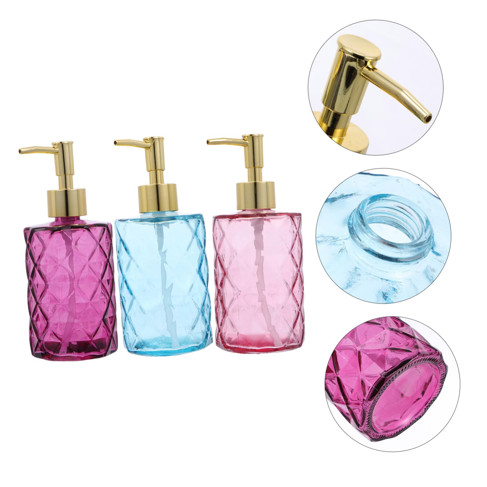 Botella Dispensadora de Vidrio con Bomba Manual, Set de 3 Piezas