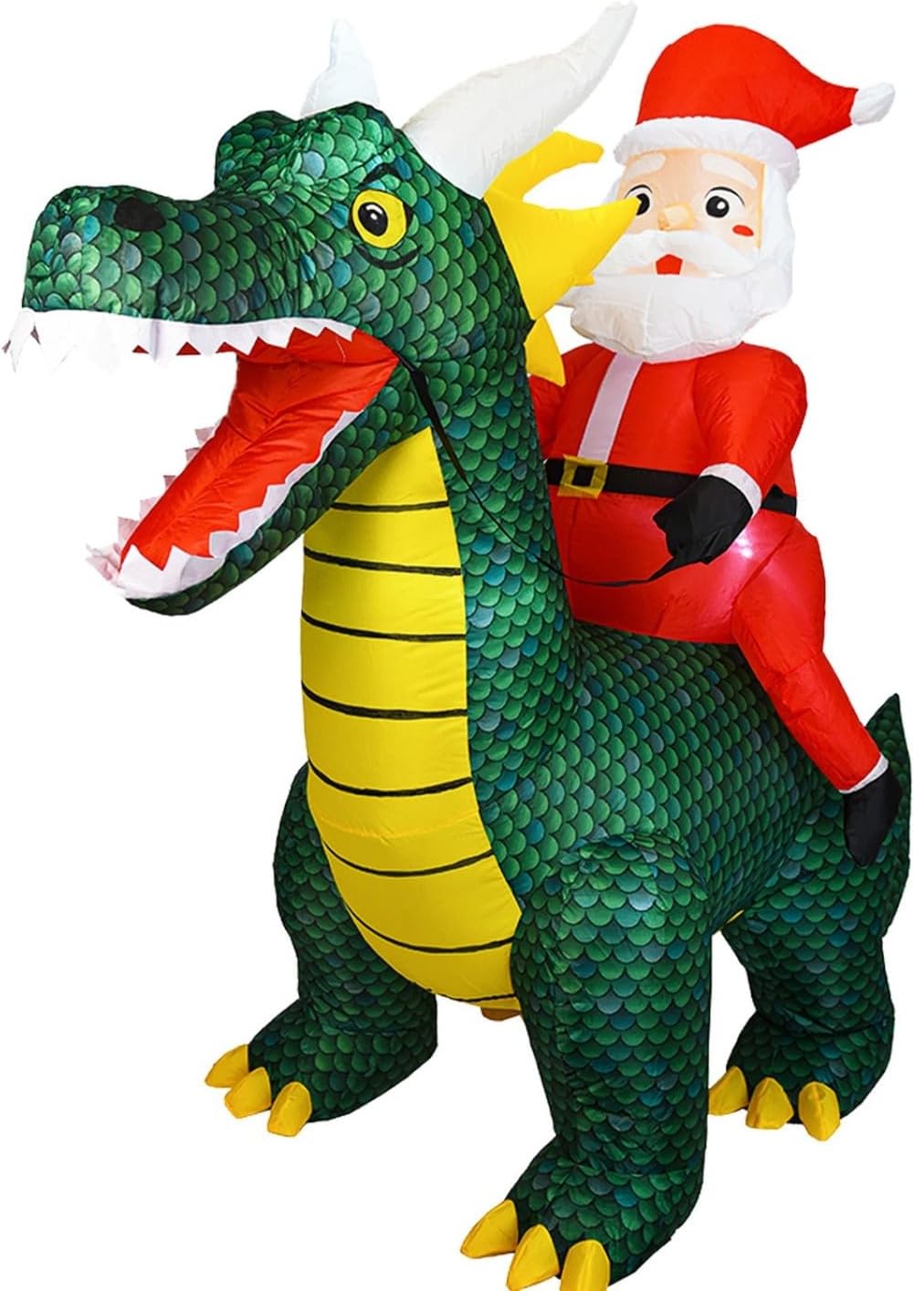 6 FT Christmas Inflatables Outdoor Decoration with LED Lights, Santa Claus Ride on Dinosaur Inflatable Christmas Blow Up Yard Decorations for Patio Lawn Garden Xmas Party Indoor Decor