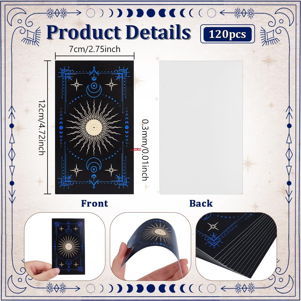 NBEADS 120 Blank Tarot Cards, Write-On Oracle Cards with White Back Design DIY Tarot Deck for Meditation Workshops Party Activities Creative Gifts, 4.72x2.76 Inch, Sun and Star