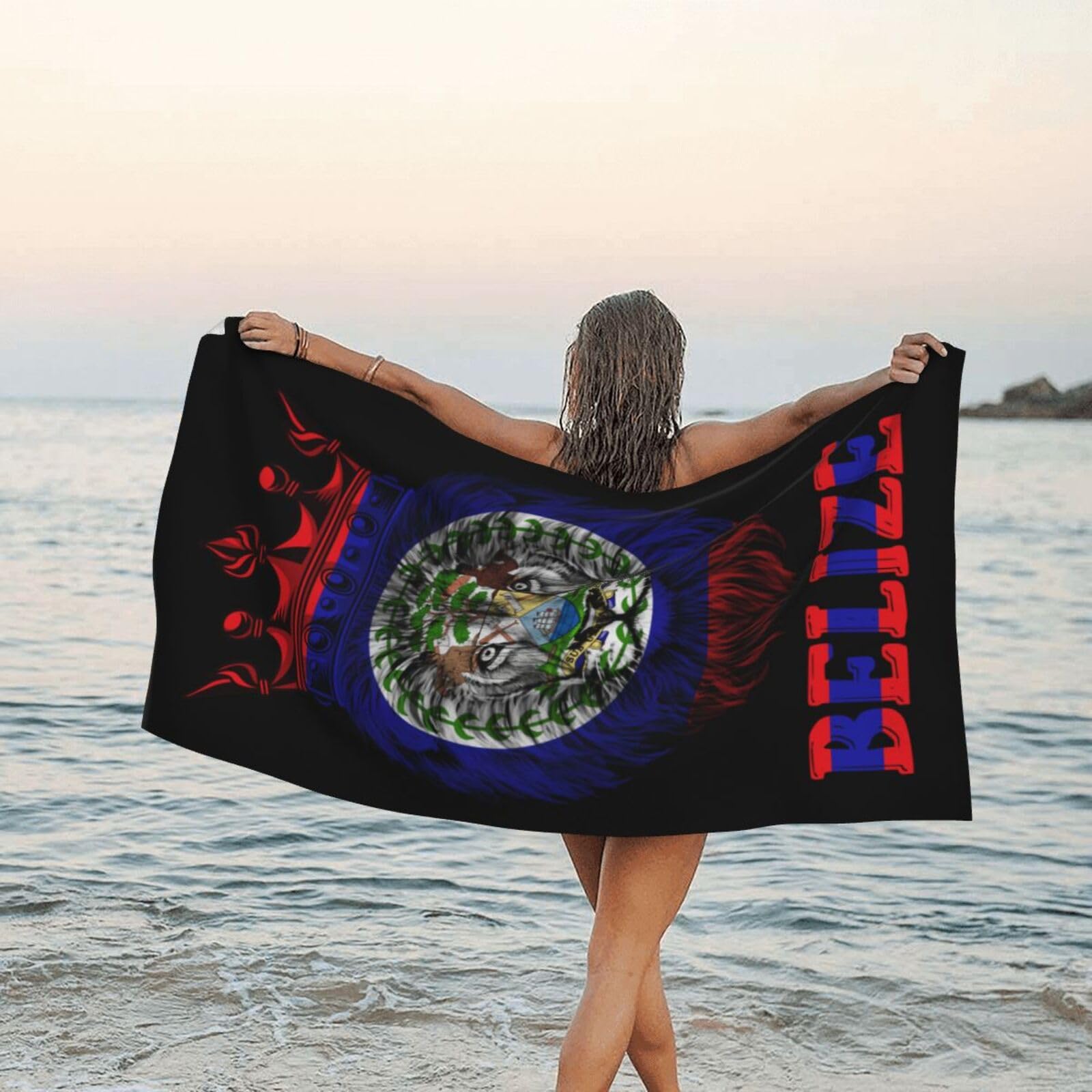 Serviette de bain drapeau Belize portable 80x130 cm pour piscine et voyage
