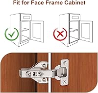 Vista 5 de 10 pares (paquete de 20) bisagras de puerta de armario de cocina de cierre suave para gabinete de marco facial, apertura de 105 grados, cierre