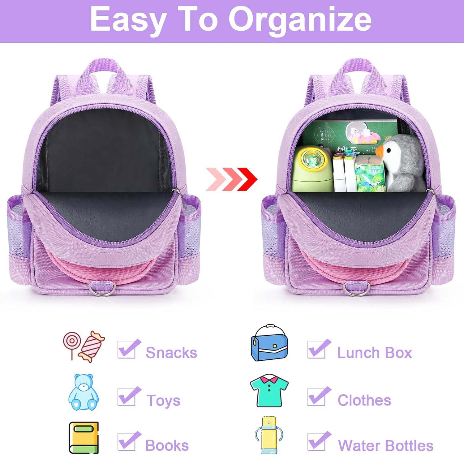 Accmor Toddler Leash Backpack with Anti Lost Wrist Link, 4 in 1 Children Back Pack Cute Peach Safety Walking Harness Bag, Kids Travel Essential Mini Rucksack with Strap Tether for Baby Girls - Image 3