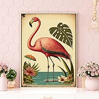 Vista 2 de UPABLUNSO Kits de pintura de diamantes de flamenco de dibujos animados, pintura de diamante 5D, taladro redondo completo, pintura digital