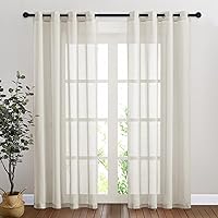 Vista 222 de NICETOWN Cortinas semitraslúcidas con textura de lino, con ojales, tratamiento de ventanas, cortinas verticales de lino con filtro de luz para sala