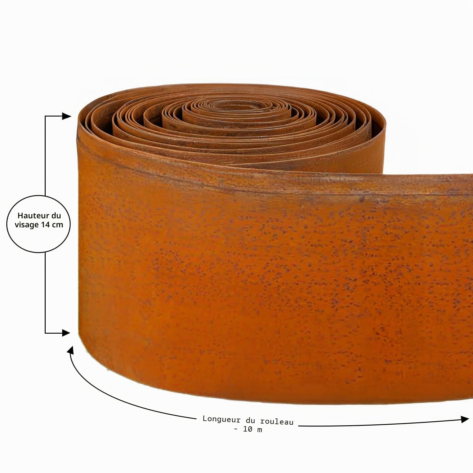 Corten Bordure de pelouse en Acier 10 m Rouleau de Bordure de Jardin en métal pré-rouillé 14 cm de Haut Facile à Installer Gants de sécurité Inclus (Rouille, 10 m)
