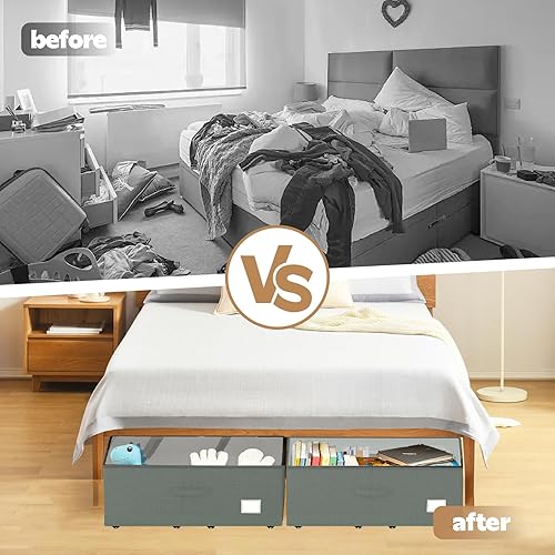 Miniatura 7 de Almacenamiento debajo de la cama con ruedas, paquete de 2 contenedores de almacenamiento debajo de la cama, no requiere montaje, 10 pulgadas de