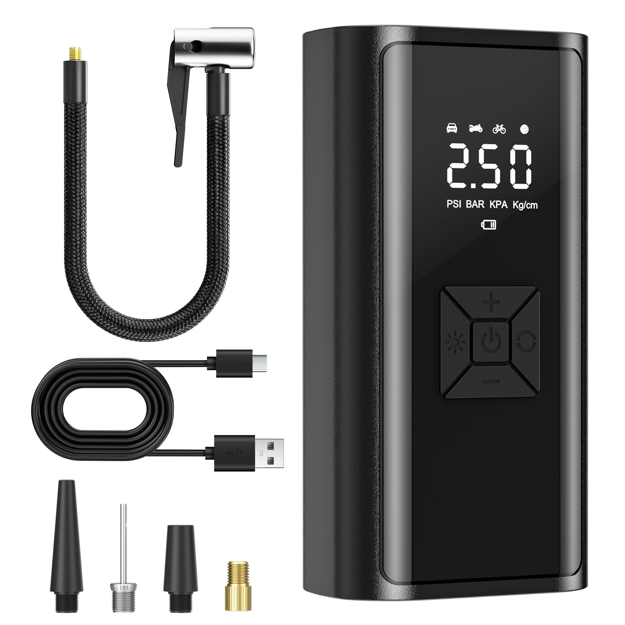 Elektrische Luftpumpe,COCCKO 150PSI Tragbare Akku Mini Kompressor, Digitale Anzeige Elektrische Fahrradpumpe, Auto-Stopp wiederaufladbar Reifenfüller für Auto Motorrad Fahrrad Ball Reise Camping