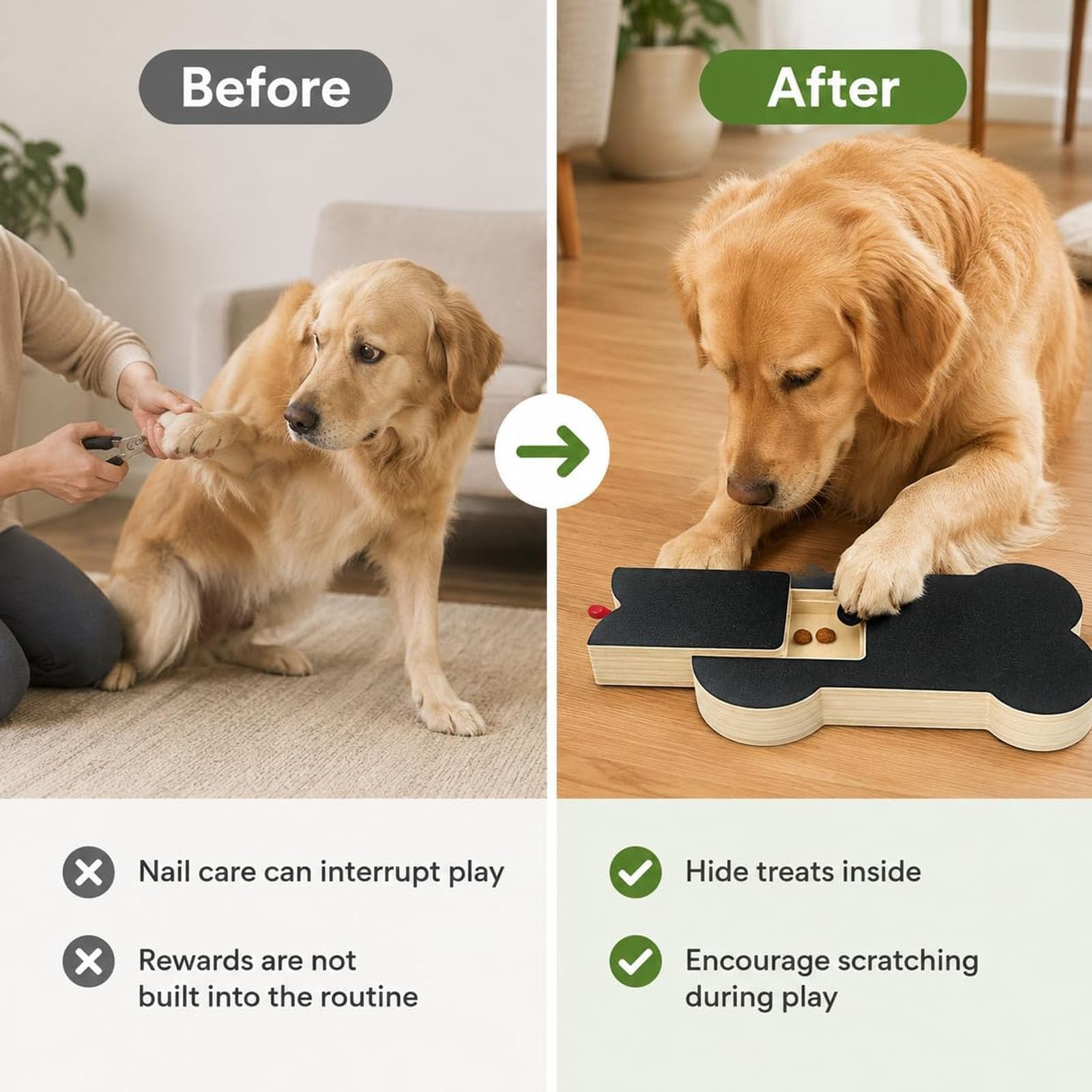 Tablero de rasguño de uñas de Perro de Madera en Forma de Hueso (2pcs)