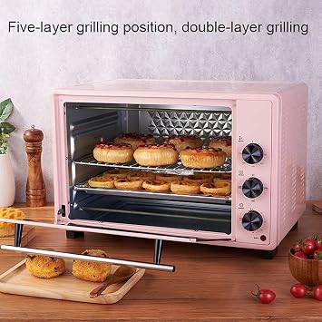 40L Mini Oven Adjustable Temperature 0-230C and 60 Minutes Timer Five-Layer Baking Position Household Baking Multi-Function Fully Automatic Electric Oven Baking Cake Bread Pizza with Accesso (Blue) (