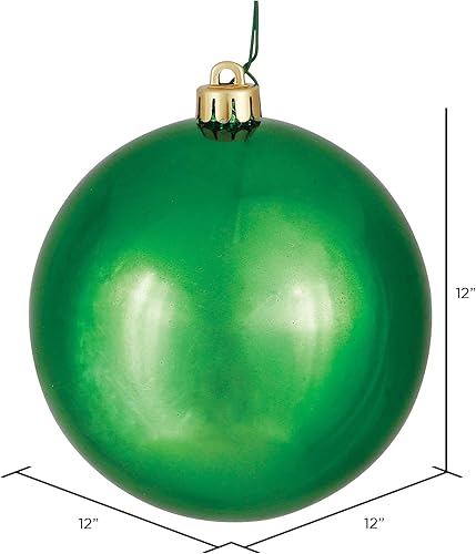 Vista 45 de Vickerman Adorno de bola de caramelo rojo de 12 pulgadas, inastillable y resistente a los rayos UV, confiable y listo para colgar, adornos rojos