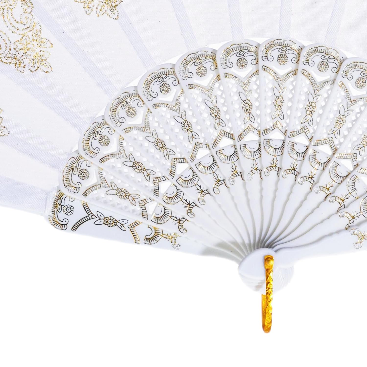 QIRMIZI 30 Stück faltbare Handfächer, Seidenfächer, perfekt für Hochzeiten, Partys und Tanzen, Weiß