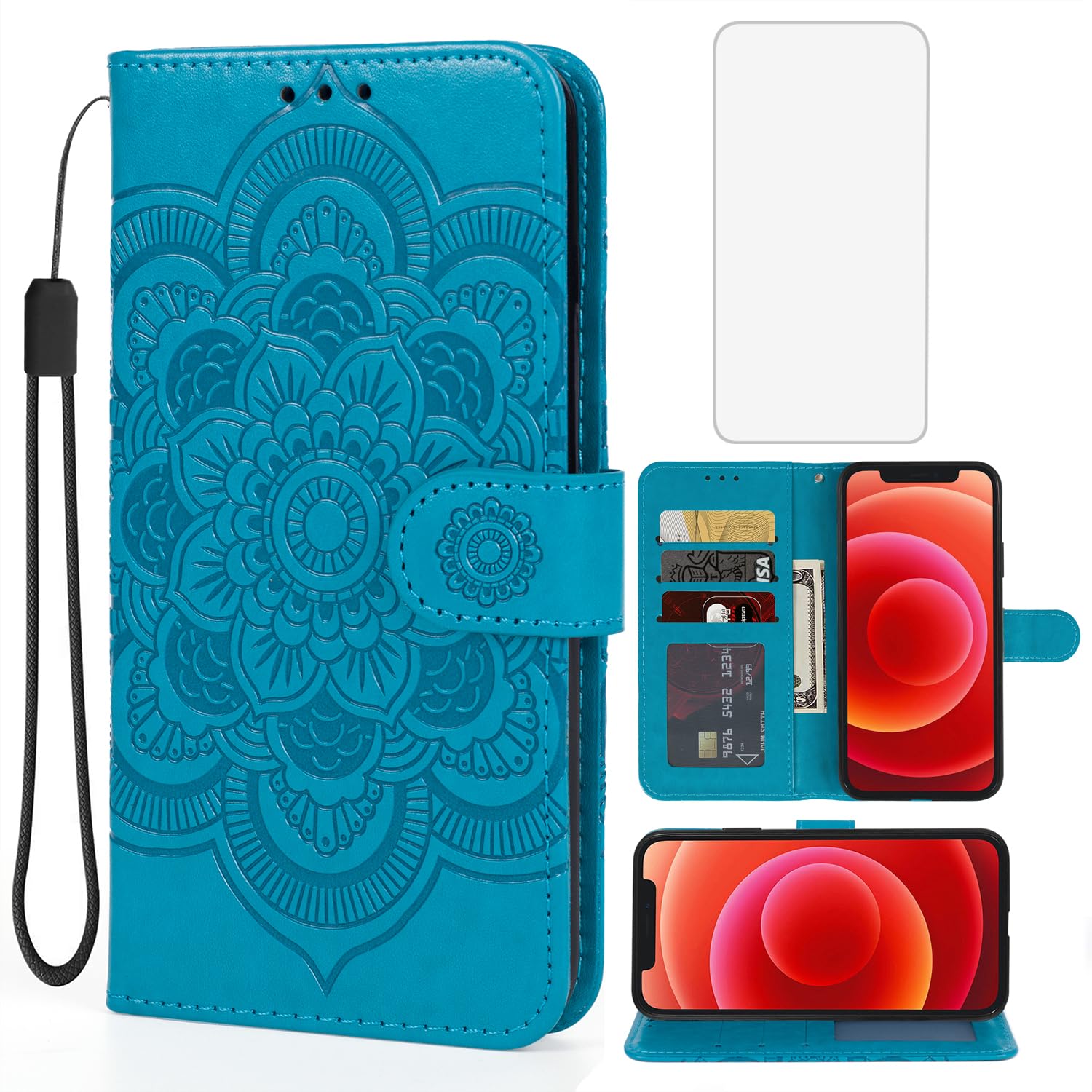 Coque iPhone 12 Mini antichoc étui bleu anti-rayure avec verre trempé - 8