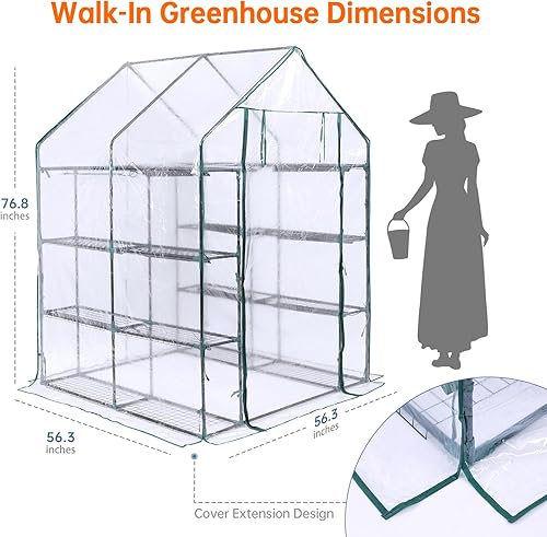 Miniatura 3 de Bstrip Invernadero interior con luces de cultivo, mini invernadero interior con puerta de entrada enrollable con cremallera y cubierta de PVC, luz