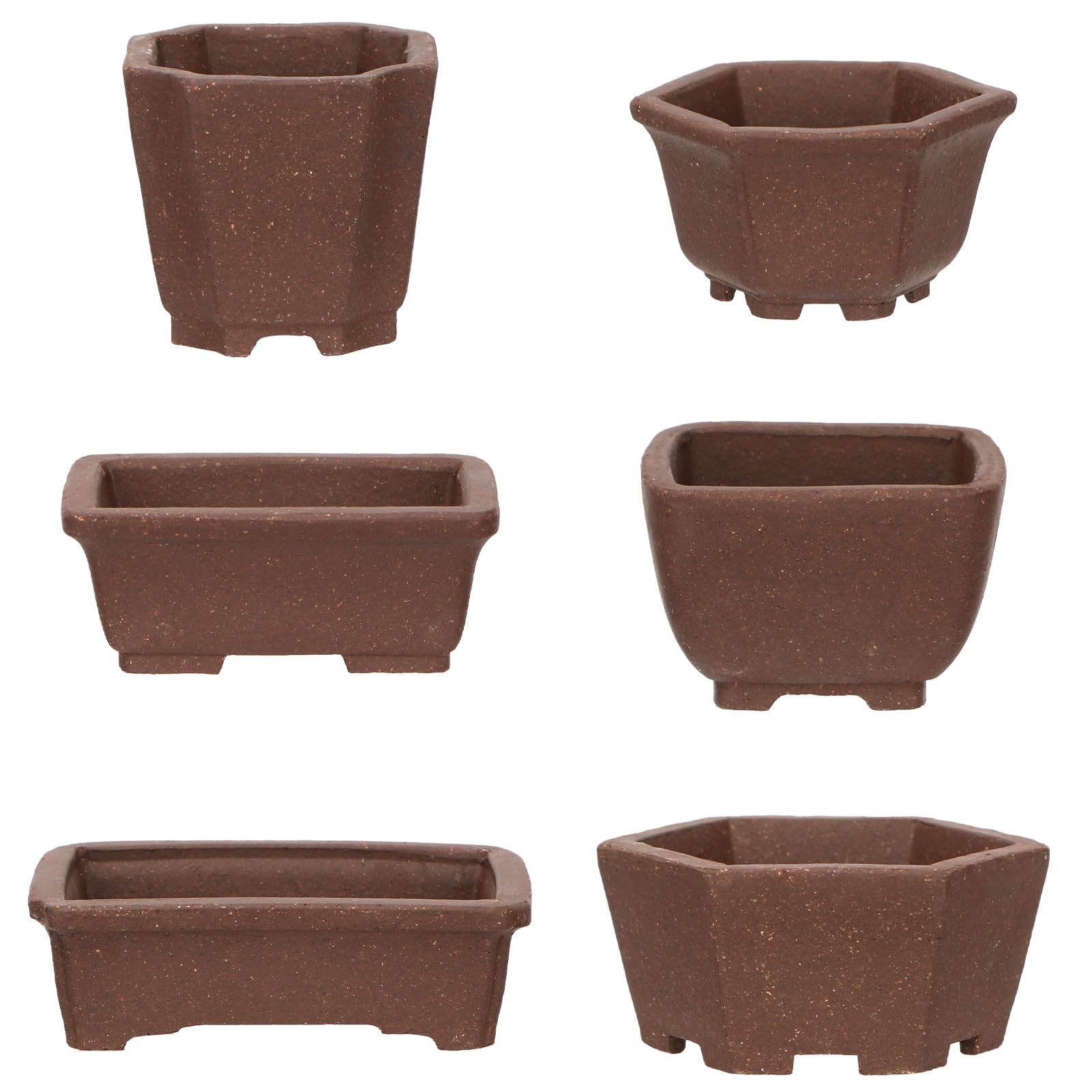 happy bonsai 6 pc Unglazed Planter Pots Mini Succulent 2" (5 cm) Natural Color
