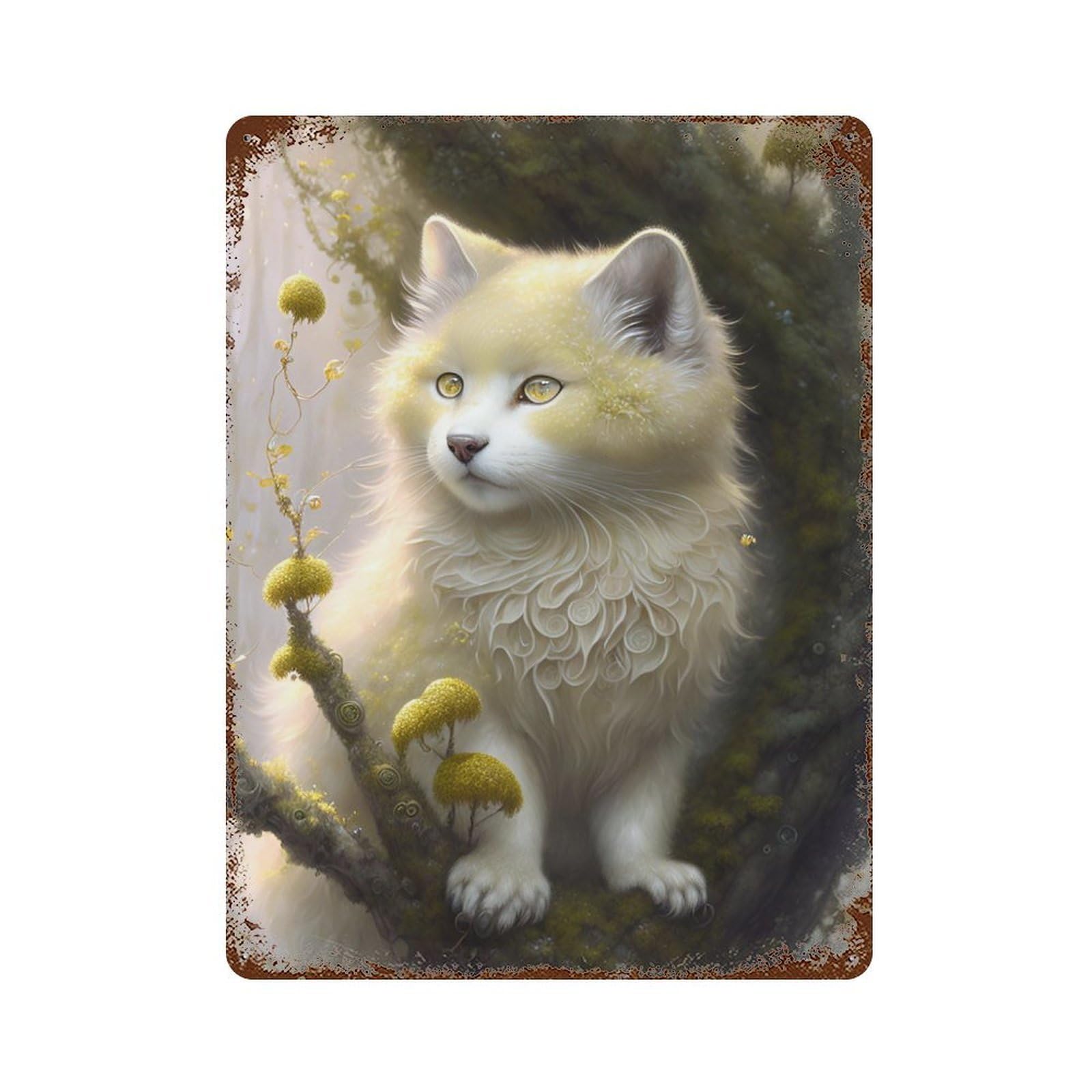 Enchanted Forest Fox Retro Metal Sign 15.7"x11.8", Decorative Metal Wall Art for Basement, Hobby Room And Garage Decor
