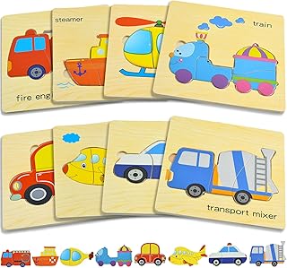 Comprar Puzzles Niños, 8 Piezas Puzzle Madera Montessori, Puzzles Encajables, Rompecabezas Niños 2+ Años para Niños y Niñas, Educación Temprana, Regalos (A)