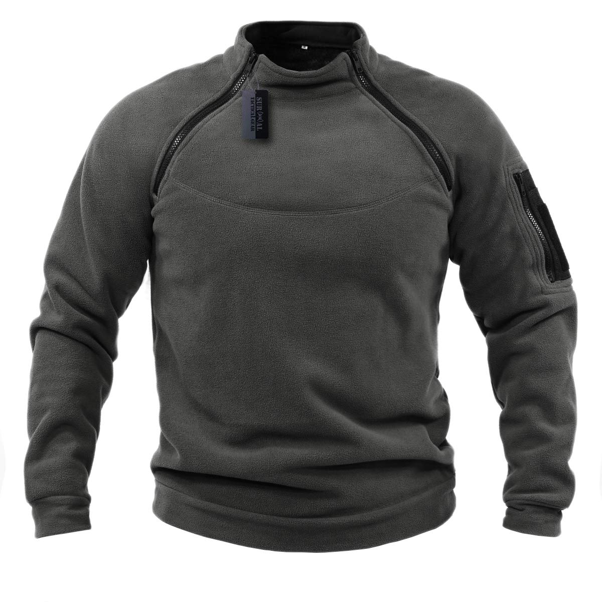 Zapt Men's Grey Tactical Fleece Jacket Military Polartec Thermal Pro Thick Warm Tech Fleece, L