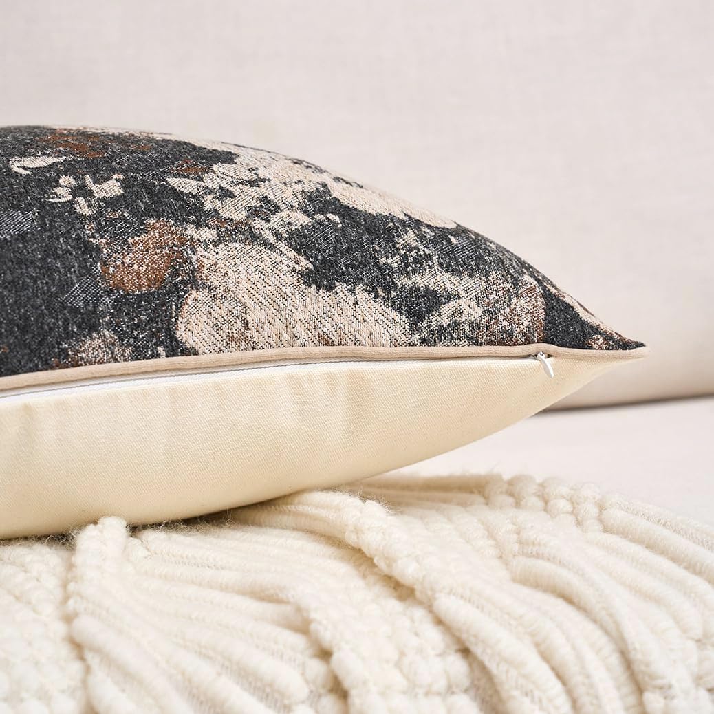 Yangest Neutral Flower Pillow Cover 12 x 20 Inches, Nature Chenille Rectangle Throw Pillow Cover Soft Luxury Accent Couch Pillow Cover for Living Room Bedroom, Coffee Brown - Image 2