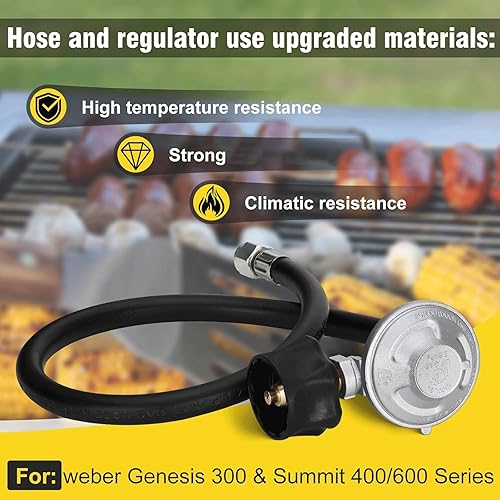 Miniatura 5 de Kit de manguera y regulador Weber, adecuado para parrillas Genesis 300 Series y Summit 400600, equipado con manguera QCC1 y regulador para un fácil