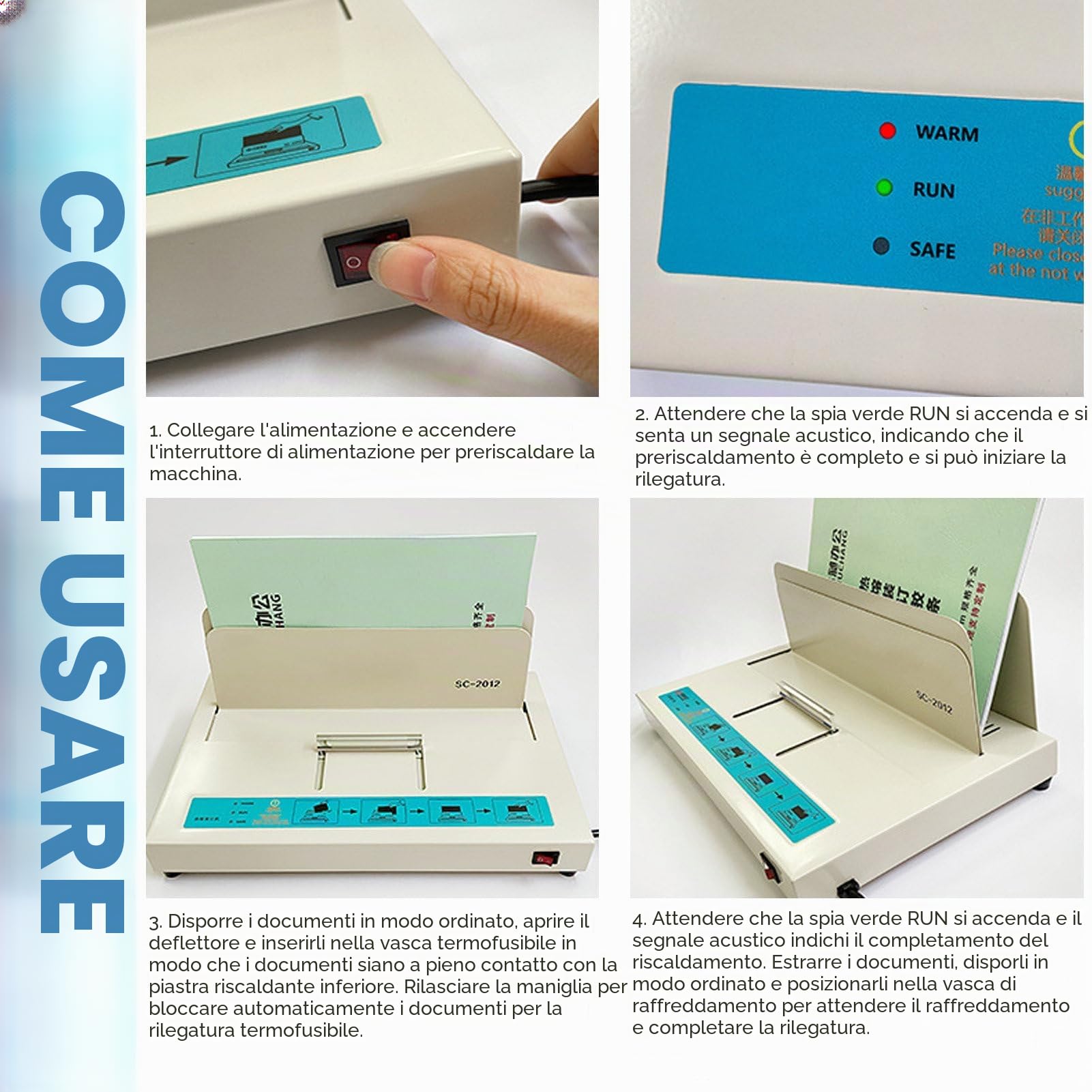 Rilegatrice elettrica a Caldo - Rilegatrice Termica per Documenti A3 (Lato Corto)/A4/A5 con Riscaldamento/Rilegatura in Ceramica PTC Spessore Rilegatura:5cm,Rilegatrice Termica per Documenti