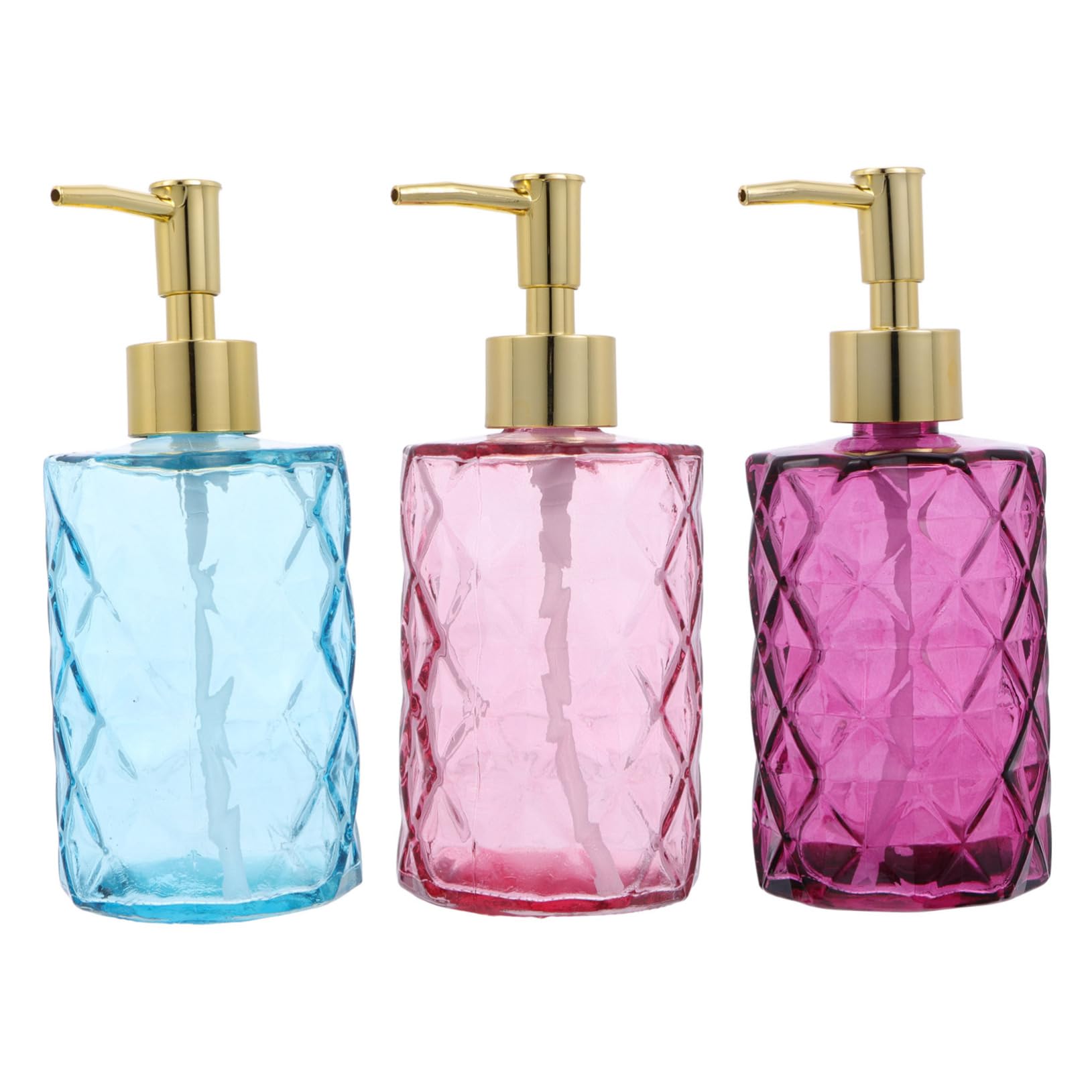 Set di 3 Flaconi con Pompa in Vetro Pressabile