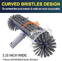 Vista 3 de POOLAZA Cepillo de piscina de 360 grados, cabezal de cepillo de piscina resistente de 17.5 pulgadas para piscinas enterradas/piscinas sobre
