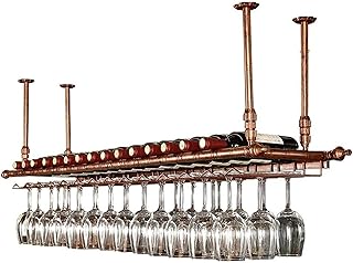Sufit wiszący wina szklana stojak europejski styl STRYCH Uchwyt na butelki wina Dekoracja Półka Czara (Kolor : Mosiądz, Rozmiar : 60 * 30cm)