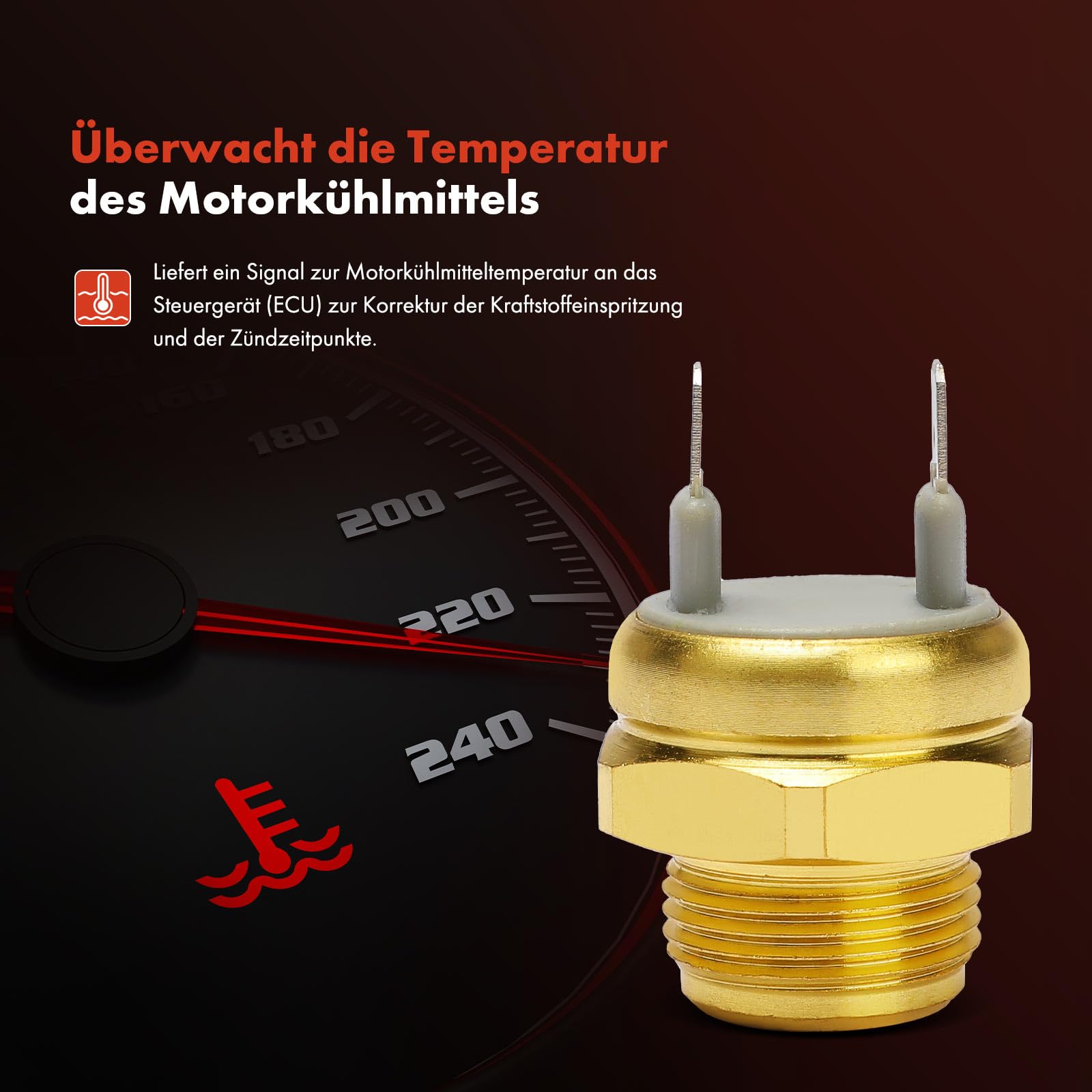 Frankberg Czujnik temperatury chłodziwa 2-biegunowy Kompatybilny z 924 944 900 I Cabriolet Polo 86Alfasud Giardinetta Samba Replace# 823959481F 823959481A