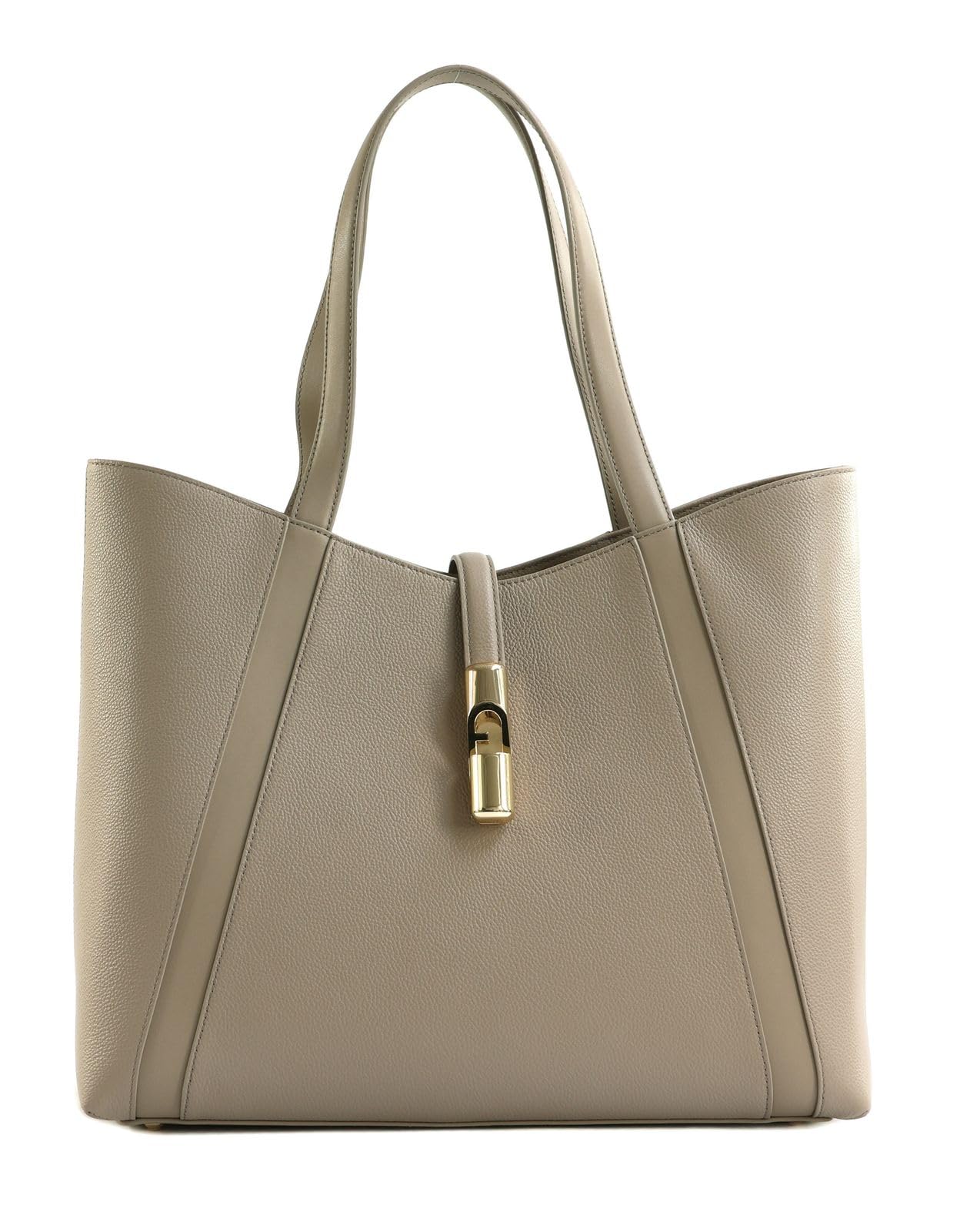Furla Cuero bolso shopper Goccia Tote Bag Linen marrón topo