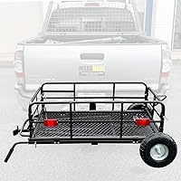 MaxxHaul 50243 Hitch-N-Roll Cargo Carrier: 400lb Capacity, 10" Flat-Free Tires, 2-in-1 Foldable Cart for SUV, Ranch, Camp, Home
