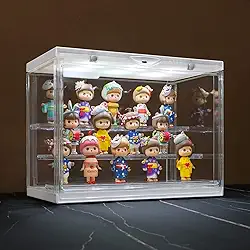 Naconmlet Vitrine De Acrílico Transparente Para Miniaturas E Funko Pop - Com Iluminação Led, À Prova Poeira, Prateleiras Removíveis, Vitrines Empilháveis, Mini Brinquedos Colecionáveis