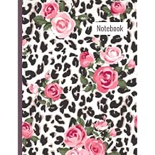 Notebook Pink Floral- Leopard Print Composition Notebook - College Ruled 110 Pages - Large 8.5 x 11