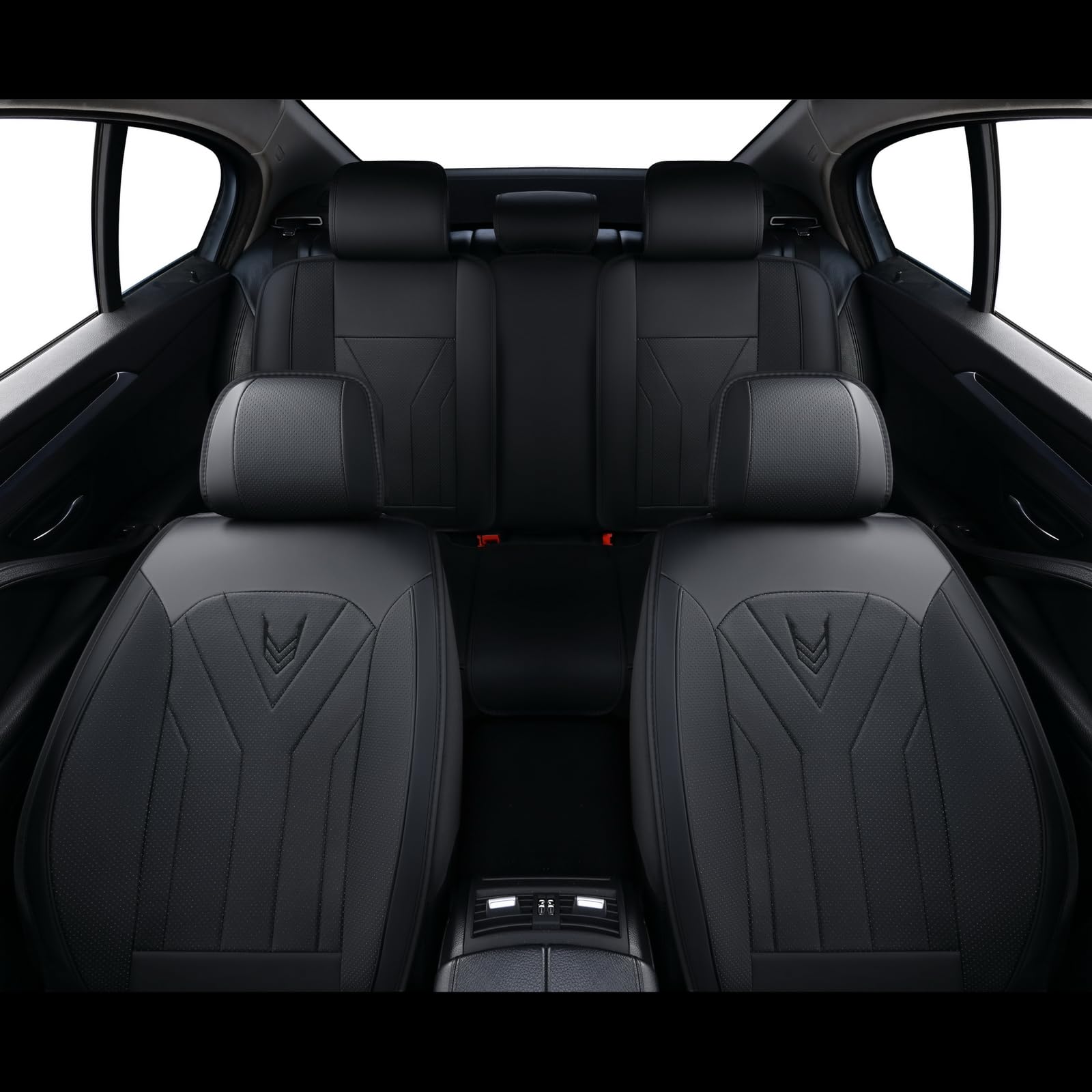 Car Seat Covers Full Set,Universal Fit For Most Cars,SUV,Sedans and Pick-up Trucks,Automotive Vehicle Nappa Leather Cushion Covers for 5 Passenger Cars (Black)