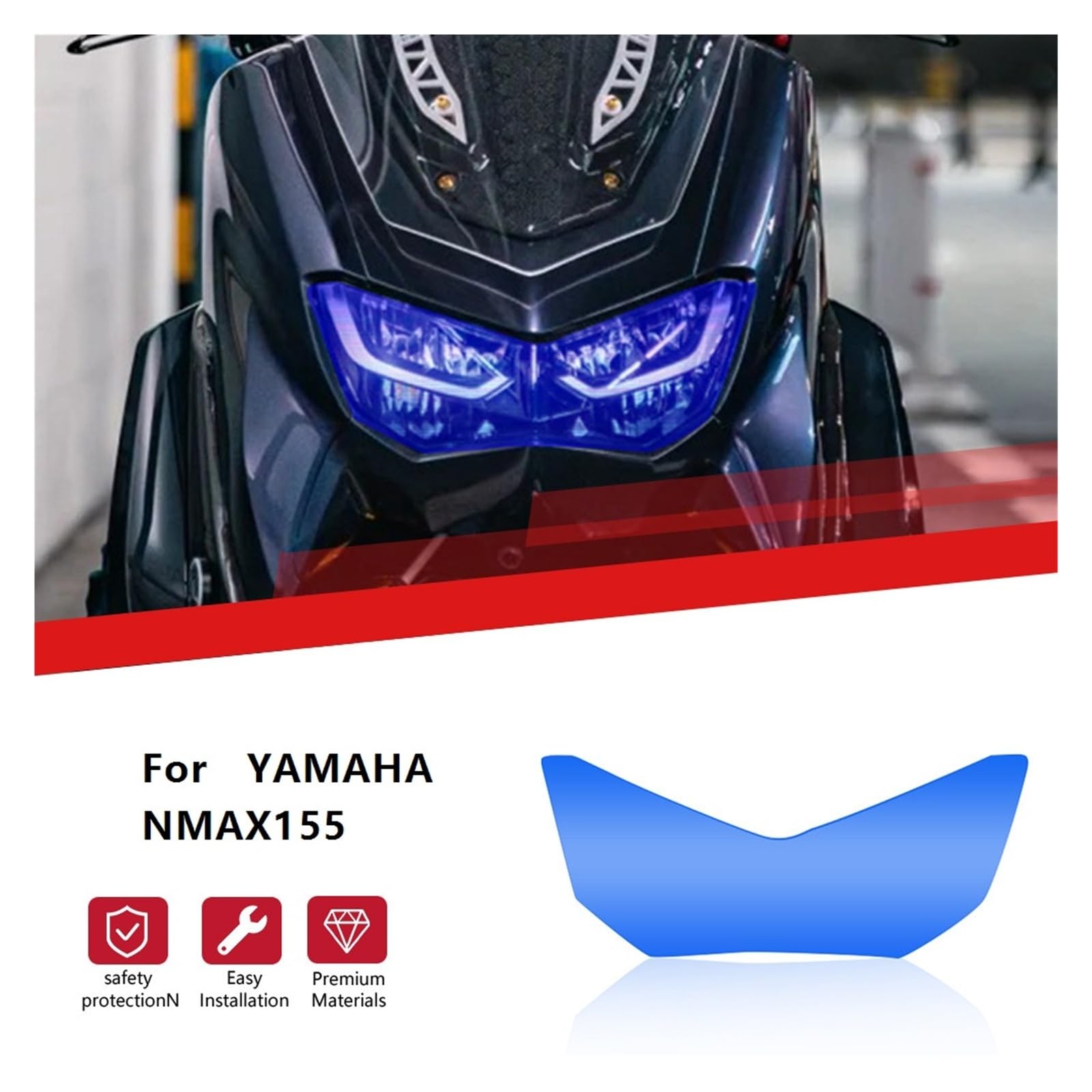 osłona reflektora motocykl Dla YAMAHA NMAX155 N MAX 155 osłona reflektora motocykla, folia ochronna zmieniająca kolor, soczewka reflektora metalowy retro grill(Gray)