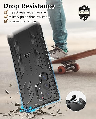 Miniatura 6 de FNTCASE Funda para Samsung Galaxy S23-Ultra protección de grado militar a prueba de caídas cubierta móvil con soporte TPU resistente a prueba de