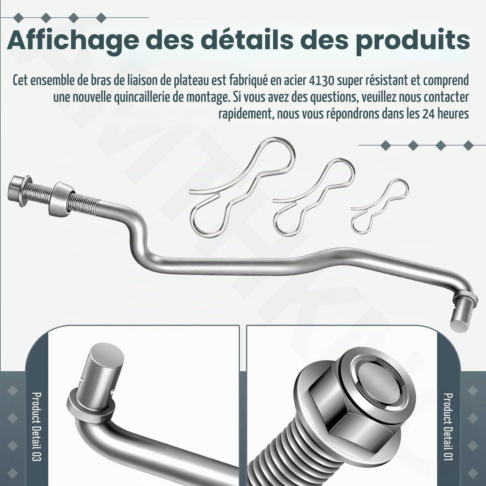 Kit de bras de tirage avant GX20497 compatible avec John Deere GX20497A M112982 H135891 24M7044, pour bras de liaison de pont de tondeuse 102 115 125 155C D155 LA L100 L120 L130 LA. 120 D. Série 140 X