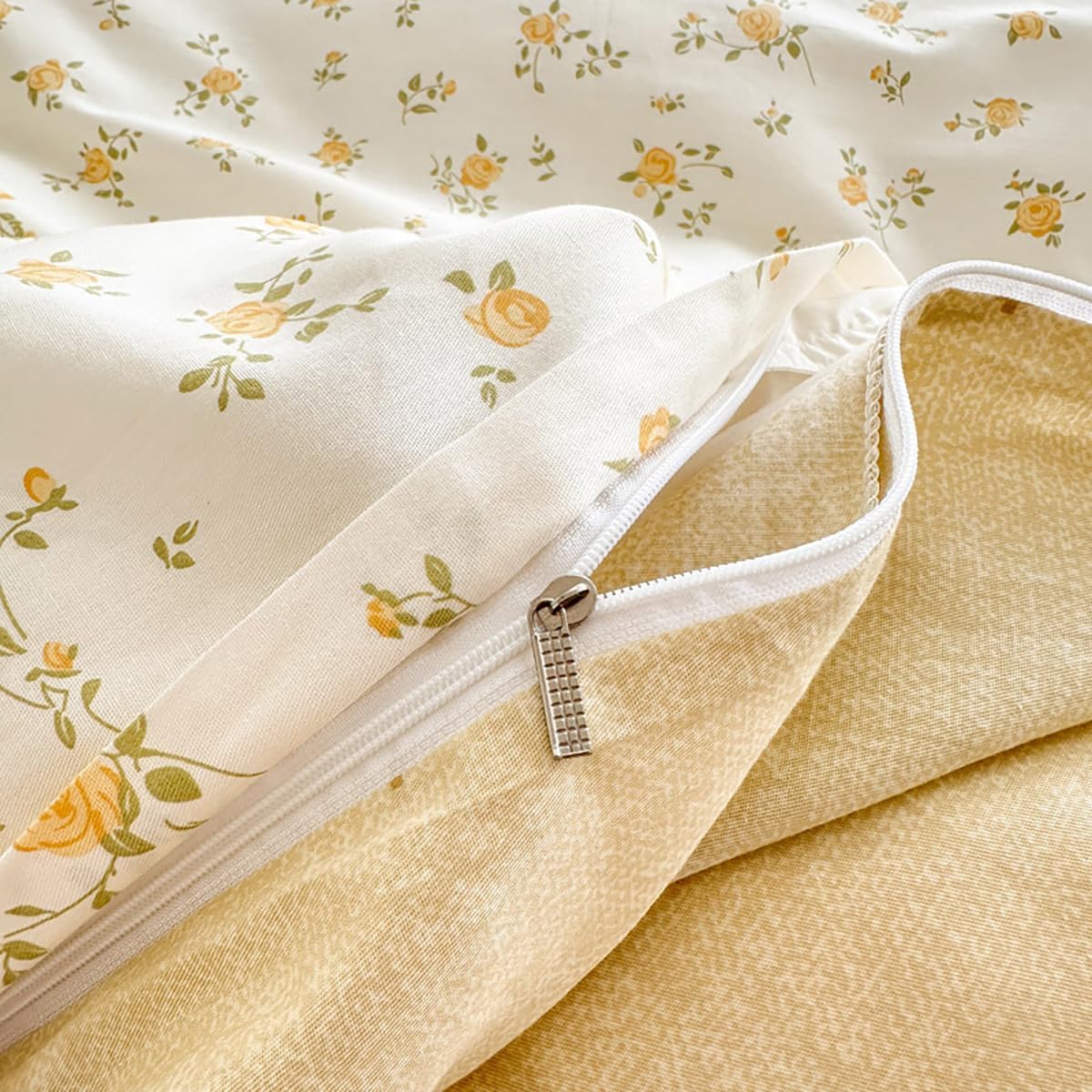 Yellow Queen Comforter Set - Orange Floral Comforter Set Queen Size, Quilt Bedding Set 3 Pieces, Soft & Lightweight Comforter(90‘’ x 90‘’) & 2 Pillowcases(30‘’x20‘’) - Image 5