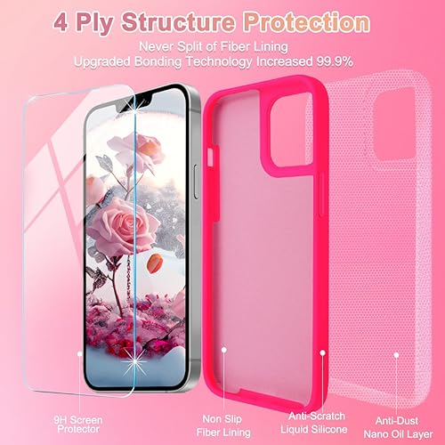 Miniatura 5 de Fingic Funda para iPhone 13 Pro Max con 1 protector de pantalla + protector de lente de cámara de silicona líquida de gel suave, forro de microfibra