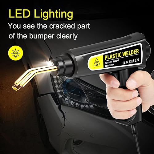 Miniatura 4 de Soldador de plástico, máquina de soldadura de plástico de 70 W, kit de reparación de plástico con grapadora caliente, kit de reparación de grietas