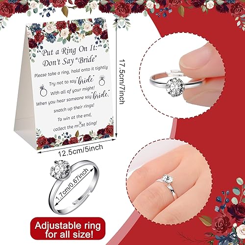 Miniatura 74 de Woanger Juego de despedida de soltera con 50 anillos falsos, juego de despedida de soltera con temática de vegetación rústica, juegos de boda