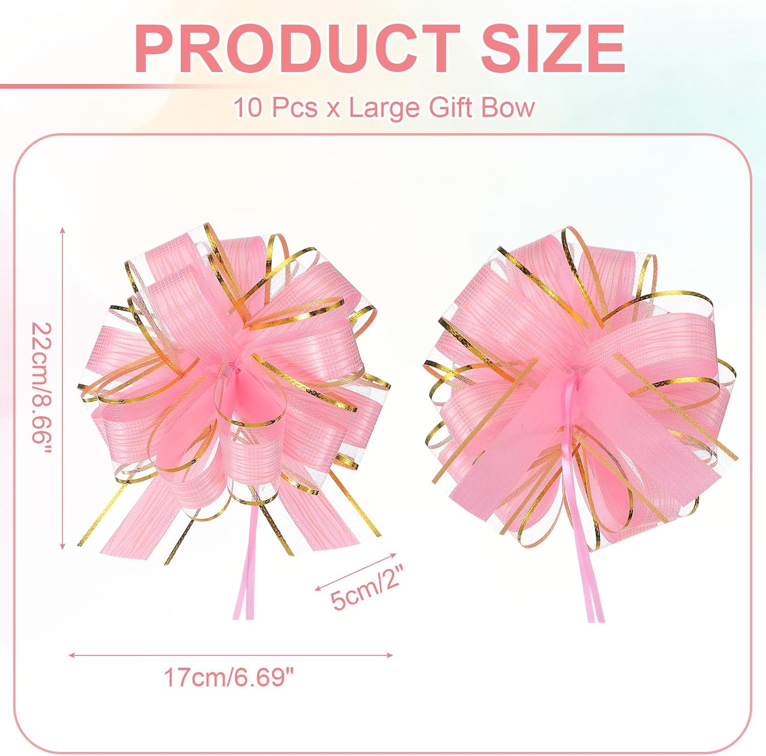 PATIKIL Large Gift Bow 9x7 Inch, 10 Pack Pull Bows for Gift Wrapping Present Wedding Valentine's Day Party Birthday Christmas Basket Decoration, Pink
