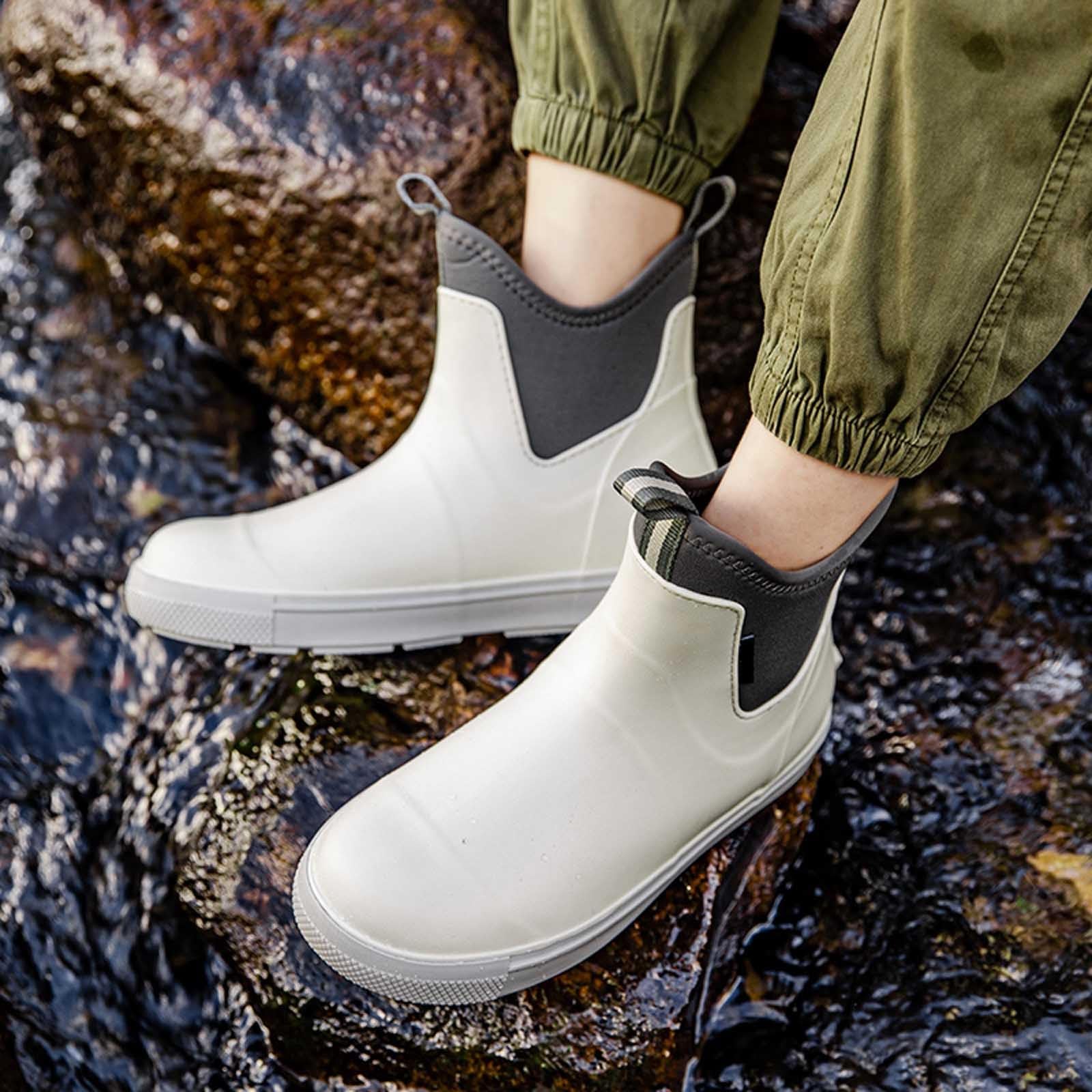 Generisch Męskie buty przeciwdeszczowe, outdoorowe, wsuwane, buty trekkingowe na mokrą pogodę, wygodne, lekkie, antypoślizgowe gumowe podeszwy