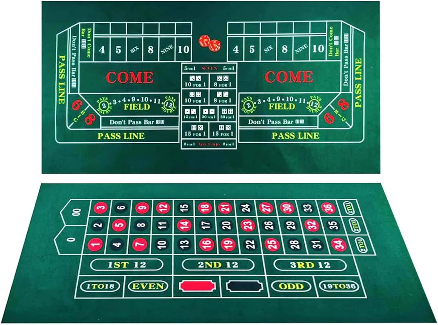 BALIKEN 84x42 Inches Roulette Table Mat & Craps Table Top Casino Felt Professional Grade Mat