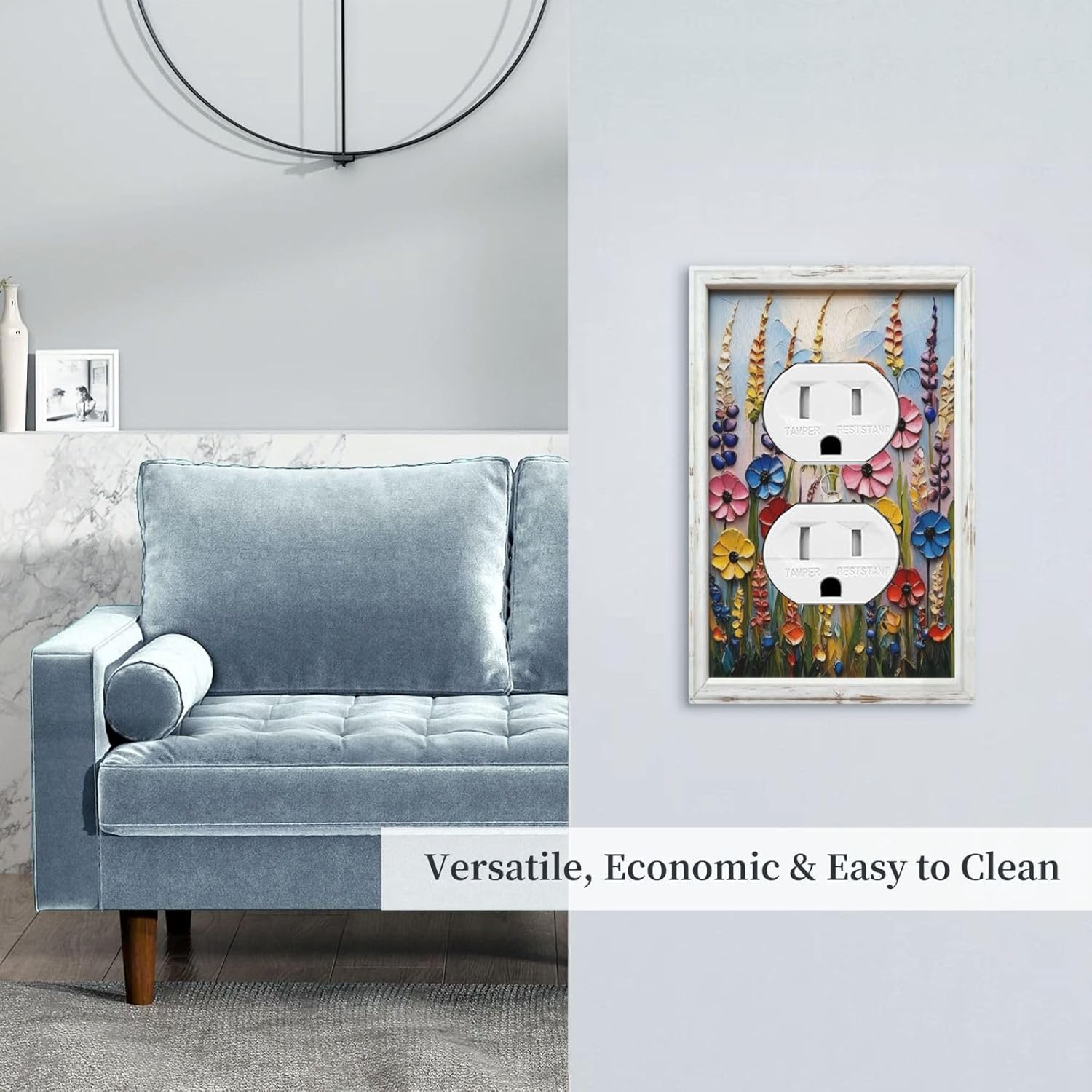 Decorative Art Light Switch Covers Vibrant Floral Field 1 Gang Single Duplex Outlet Wall Plate Switchplate Electrical Faceplate for Home Decor