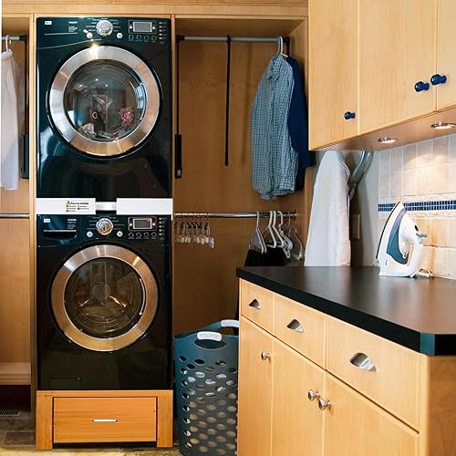 Miniatura 7 de Pedestal de lavandería de ajuste universal de 28 pulgadas para lavadora y secadora, soporte base de pedestal para lavadora y secadora con