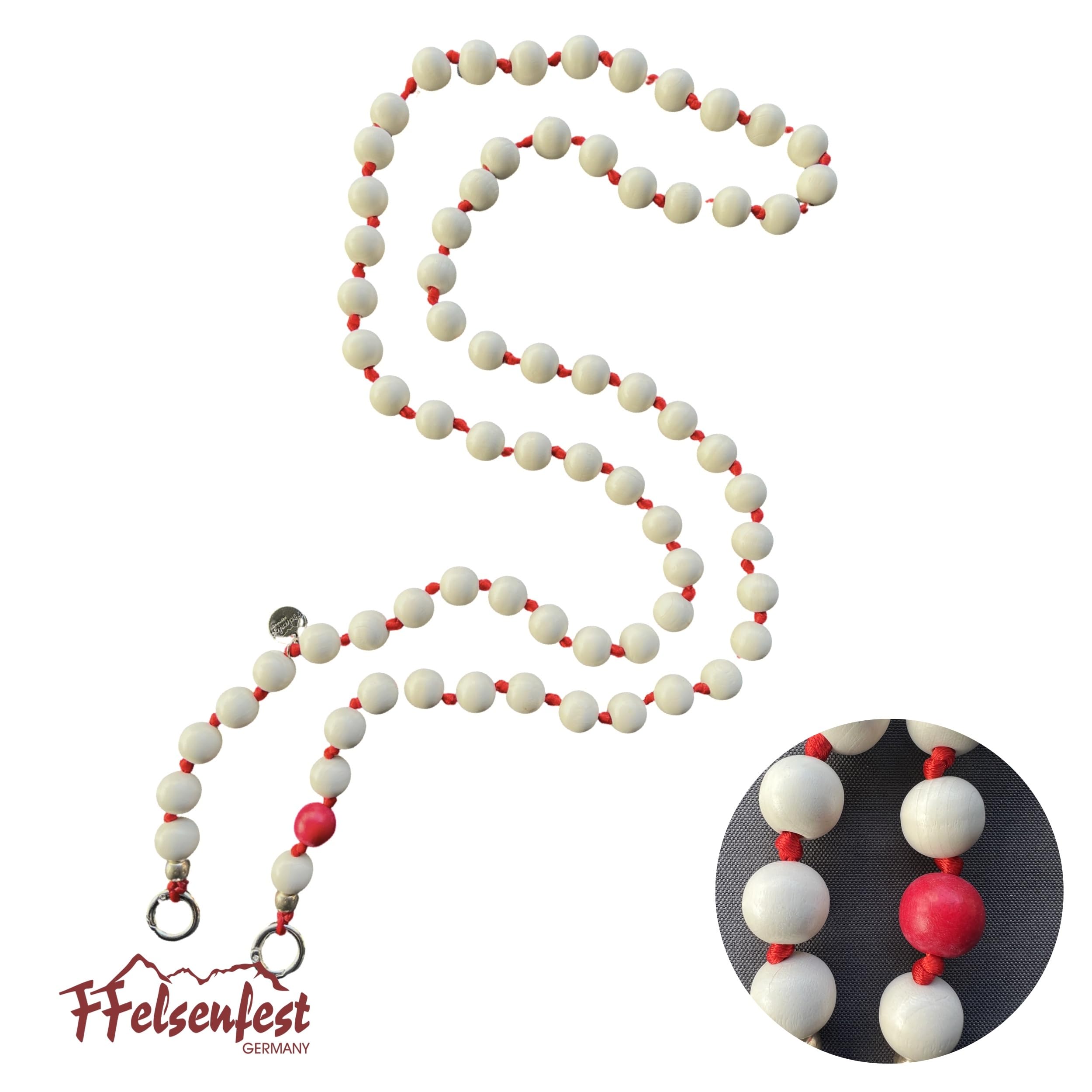 Handykette Lang Holzperlen Natur-rot I ø15 mm I Länge ca. 138 cm I H0101