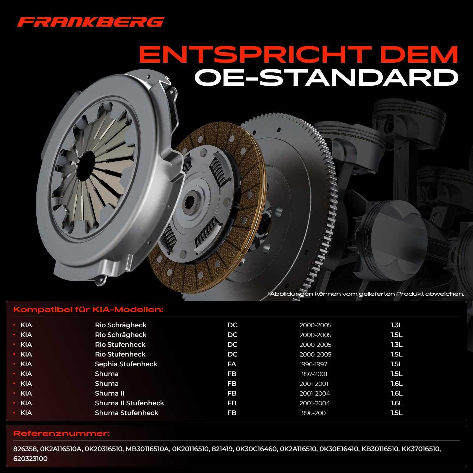 Frankberg Kupplungssatz 20 Zähne mit Ausrücklager und Synthetischem Fett Kompatibel mit Rio Schrägheck DC 1.3L 1.5L 2000-2005 Shuma FB 1.5L 1997-2001 Replace# 0K2A116510