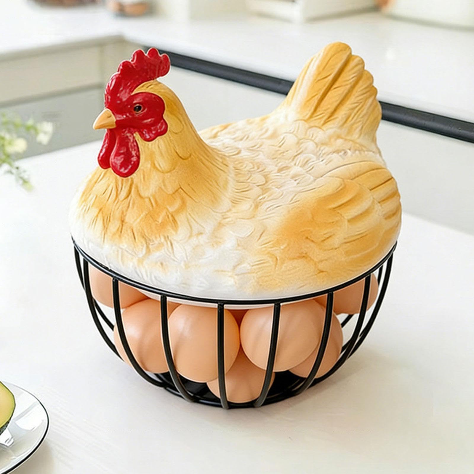 Cesta de Huevos Decorativa con Tapa, Recipiente para Guardar Huevos para El Hogar.